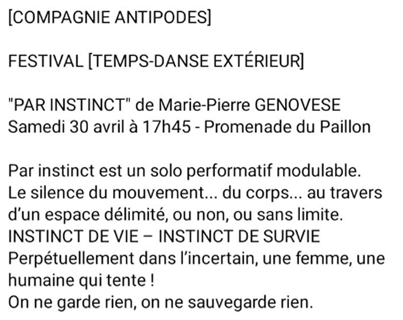 Marie-Pierre Genovese Festival Temps Danse Un